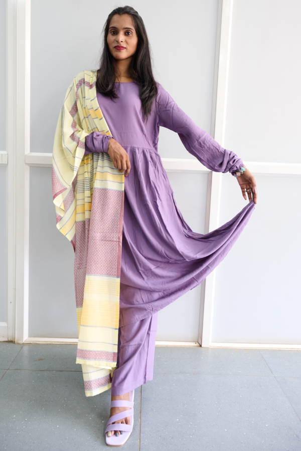 Kurta Set(Kurta Plazo Dupatta) FL1133 Lavender